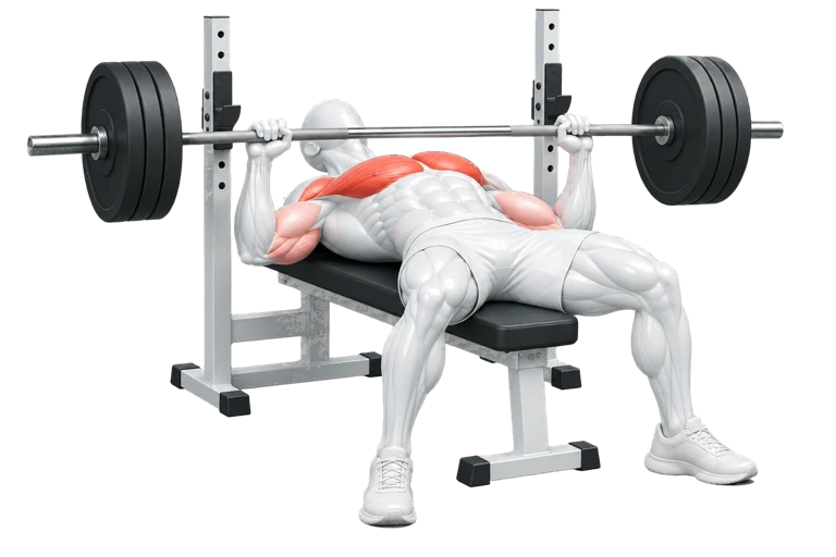 Chisel figure performing a bench press